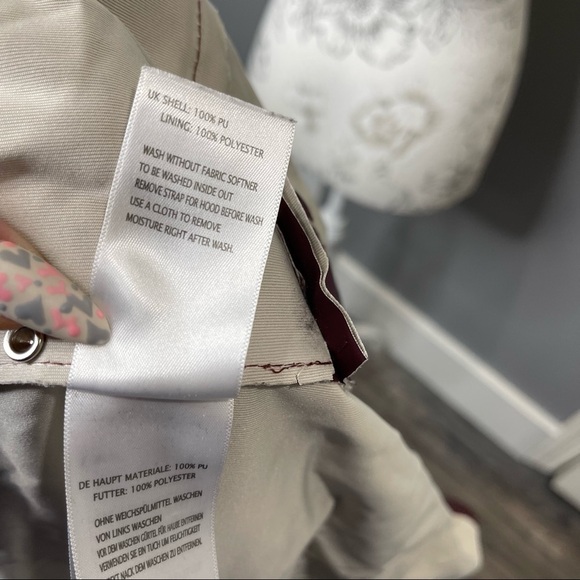 ILSE Jacobsen Hornbaek Raincoat Rain Trench Coat Size 38 Burgundy Purple Large - Picture 6 of 6